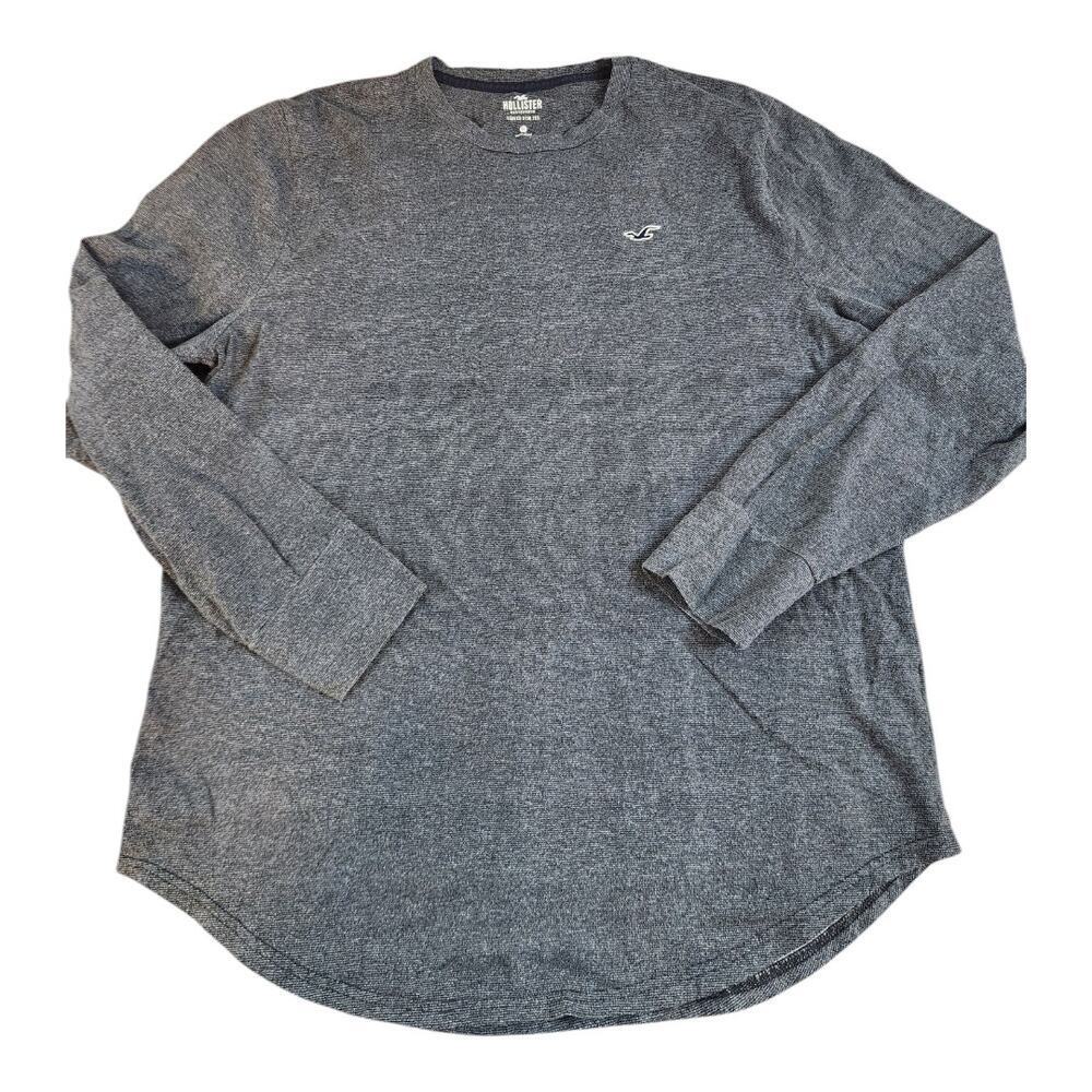 Hollister curved hem tee mens sz XL crew neck long sleeve gray